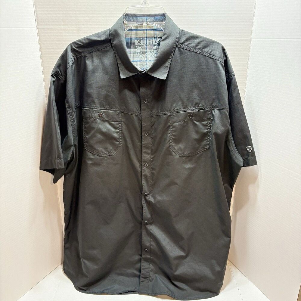Kuhl Stealth Snap Up Shirt Mens XXL Black Short Sleeve UPF 30 Hiking